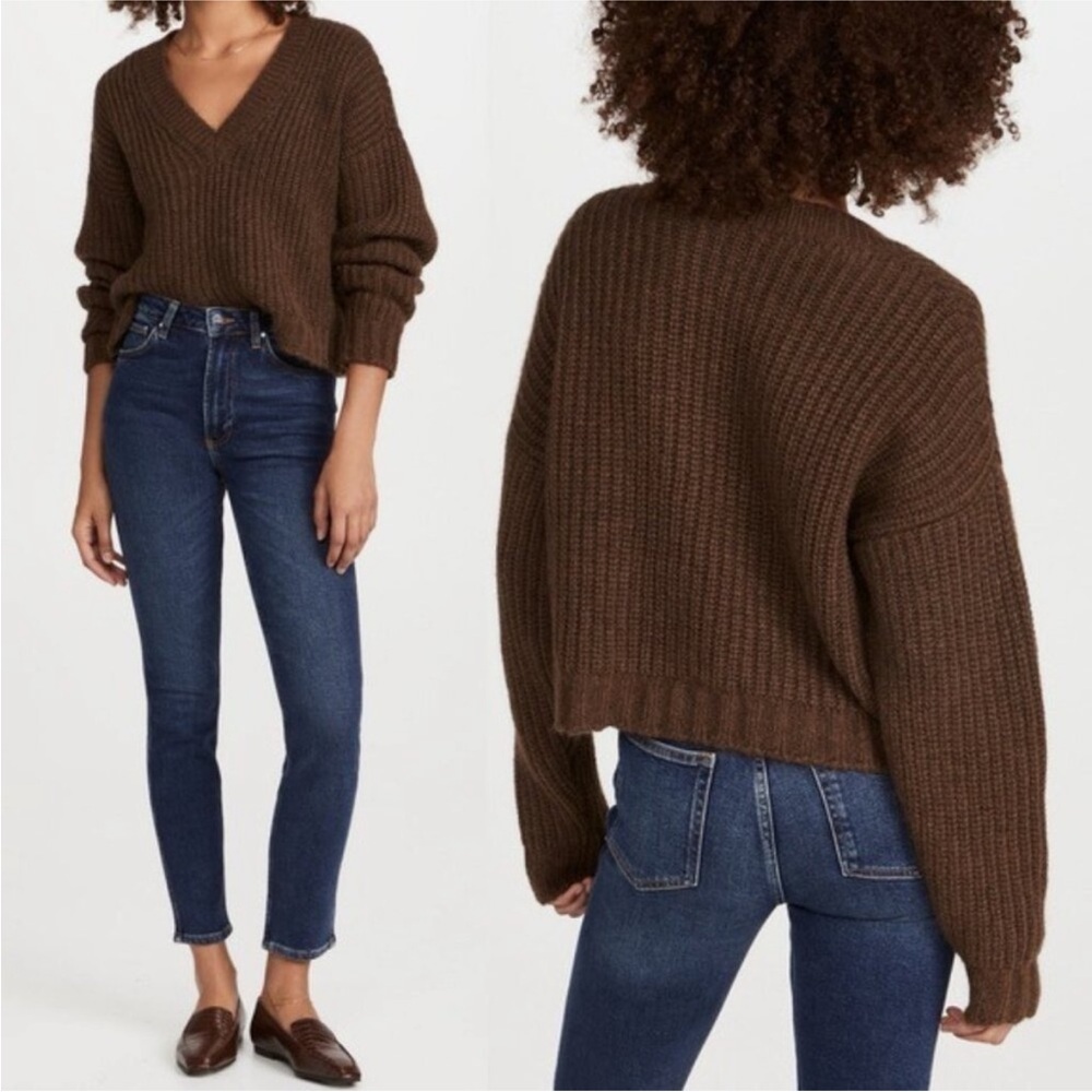 ANINE BING Marlowe V Neck Sweater Alpaca Wool